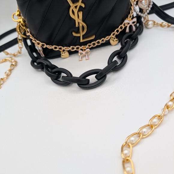 YSL Beauté Vanity Case w/ Styled Charm Chains| Black Crossbody| BNIB - Picture 6 of 15